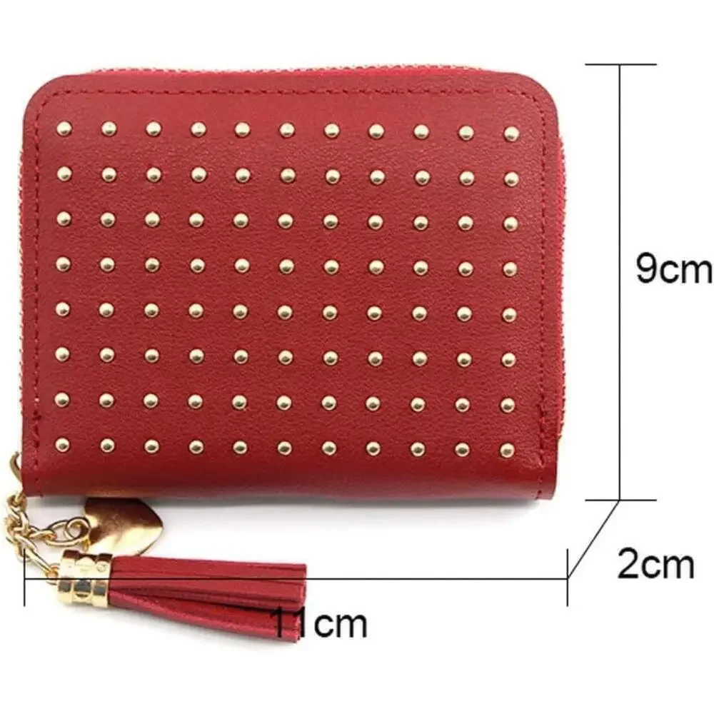 Brand new Studded Women's Zipper Wallet In Dusty Pink
